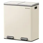 Coș de gunoi dublu SONGMICS pentru reciclare, 2x30L, crem