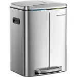 Cos de gunoi dublu SONGMICS 2x20L pentru colectare selectiva, argintiu