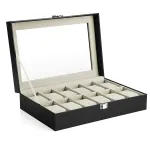 Cutie pentru depozitare ceasuri SONGMICS, 12 compartimente, sticla