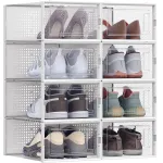 Organizator pantofi SONGMICS, 8 cutii stivuibile cu ușă transparentă, alb