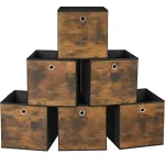 Set 6 cutii de depozitare pliabile SONGMICS, 30x30x30 cm, maro rustic
