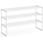 Suport pentru pantofi SONGMICS cu 3 niveluri, metalic, alb, 12-15 perechi