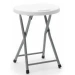 Taburet pliabil pentru camping si gradina, metal si PVC, 32x44 cm, alb
