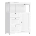 Dulap de baie VASAGLE alb cu 3 sertare si raft reglabil, 60x30x80 cm