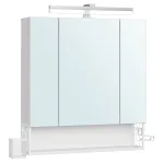 Dulap de baie suspendat VASAGLE cu oglindă LED, prize și USB, alb