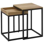 Set 2 măsuțe de cafea suprapozabile VASAGLE, stil industrial, maro natur