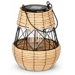 Felinar solar decorativ din metal pentru gradina si terasa, 23 cm, bej