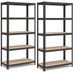 Set 2 rafturi metalice SONGMICS cu 5 polite reglabile, 875 kg, negre