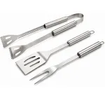 Set ustensile pentru gratar din inox, 3 piese, cu husa pentru transport