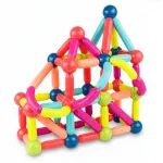 Set construcție magnetic educativ pentru copii, 100 piese colorate 3D