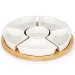 Set de servire rotativ din bambus cu 6 boluri din porțelan, 30 cm
