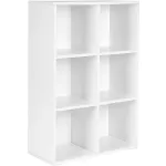 Bibliotecă VASAGLE cu 6 compartimente, raft tip cub, alb, 66x30x98 cm
