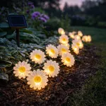 Instalatie luminoasa solara cu margarete, 20 LED alb cald, IP44, exterior