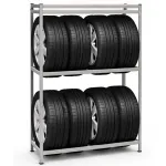 Raft pentru depozitare anvelope cu polite MDF si cadru otel galvanizat 120x40x180 cm