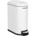 Coș de gunoi SONGMICS 10L cu pedală, capac soft close și găleată detașabilă, alb