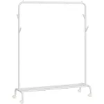 Suport haine metalic cu roti SONGMICS, raft inferior, 103x41x155 cm, alb