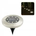 Set 4 lămpi solare de sol pentru grădină, 8 LED/lampă, IP44, argintiu