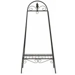 Suport flori metalic pentru ghivece, negru, 49x40x99 cm, decorativ