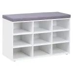 Pantofar cu banca VASAGLE, 9 compartimente, perna, 79x30x48 cm, alb