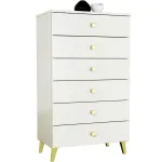 Comodă înaltă MOBI K-06 cu 6 sertare, finisaj cașmir și detalii aurii