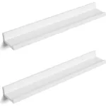 Set 2 rafturi plutitoare de perete SONGMICS, MDF lucios, 60 cm, alb