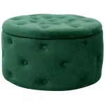 Taburet rotund Alia cu spatiu de depozitare, velur verde smarald, 55x30 cm