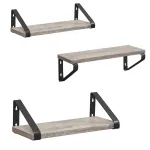 Set 3 rafturi de perete VASAGLE, stil industrial, gri-negru