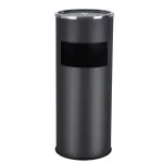 Cos de gunoi cu scrumiera SONGMICS pentru exterior, inox, 12,3 L, negru