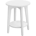 Măsuță laterală rotundă VASAGLE cu raft inferior, alb, 40x40x50 cm