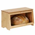 Cutie pentru paine din bambus natural cu fereastra si inchidere magnetica 40x20x23 cm
