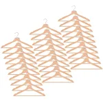 Set 30 umerase din lemn cu carlig rotativ 360°, ergonomice, maro natur