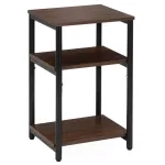 Noptieră cu 3 rafturi din PAL și metal, maro închis, 35x31x59 cm