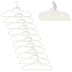 Set 20 umerase catifelate din velur ecru, cu carlig rotativ 360°, 45 cm