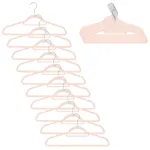 Set 20 umerase din velur roz cu carlig rotativ 360°, 45x23 cm