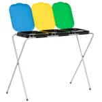 Coș de gunoi selectiv cu 3 compartimente, cadru metalic, 98x42,5x74 cm