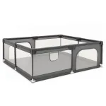 Tarc de joaca pliabil pentru copii, intrare cu fermoar, 180x150x66 cm, gri