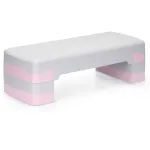 Stepper aerobic reglabil cu 3 trepte, antiderapant, 350 kg, gri roz