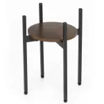 Suport pentru flori din metal cu poliță rotundă MDF, 32x32x43 cm, negru
