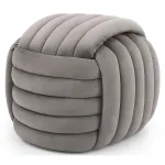 Taburet tapitat Nilo, velur, 53x50x43 cm, gri deschis