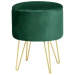 Taburet tapitat rotund Lili cu spatiu de depozitare, velur, 35x35x45 cm, verde