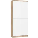 Dulap cu 8 etajere, PAL laminat 16 mm, 80x35x180 cm, stejar sonoma si alb