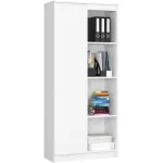 Dulap cu usa si 8 etajere, PAL laminat 16 mm, 80x35x180 cm, alb