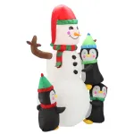 Om de zapada gonflabil de Craciun, 190 cm, cu pinguini, LED si compresor