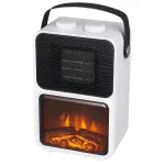 Șemineu electric compact alb cu efect de flacără, 600-1200 W, 14x21x36 cm