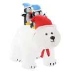 Urs polar gonflabil de Craciun cu LED si pinguini, 200 cm, exterior