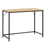 Birou modern cu blat MDF si cadru metalic, 100x50x76 cm, maro deschis