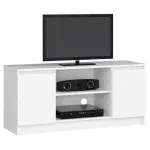 Comoda TV alba cu 2 usi si polite, PAL laminat 16 mm, 120x40x55 cm