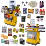Set magazin pentru copii cu sunete, scaner si lada pe roti, 48x30x58 cm