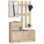 Set mobilier pentru hol cu pantofar, oglinda si cuier, stejar sonoma