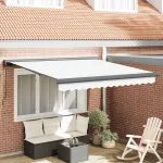 Cortina Retractabilă Alb 300 x 250 cm Stofă și Metal GartenMobel Dekor